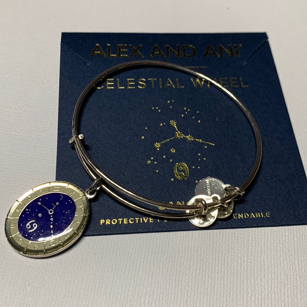 Alex and Ani Celestial Wheel Zodiac Cancer silver bracelet